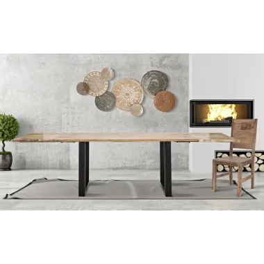 Stół jadalny EDGE ALL. 180x90x77 cm - długość całkowita 280 (drewno mango)